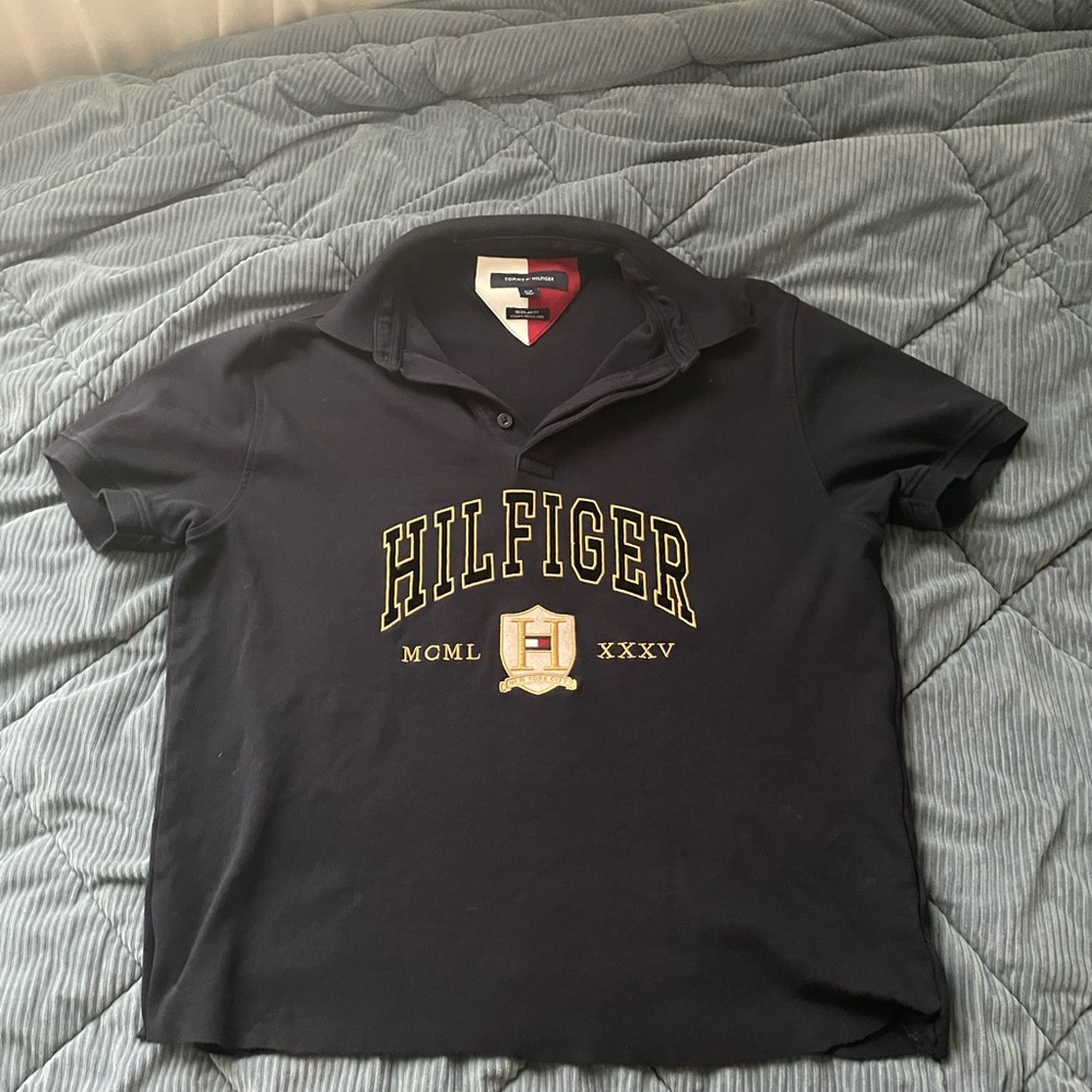 Tommy Hilfiger Blue Polo with Red and Gold Details